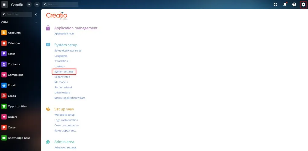 System Designer screen with System Settings link under System Setup